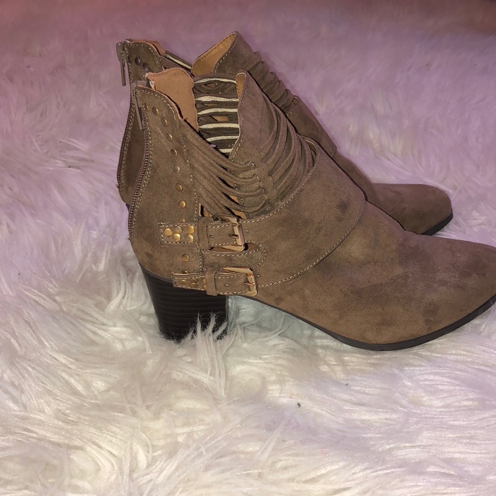 Faux suede booties.